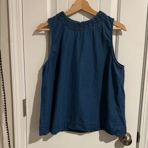 St. John's Bay Navy Sleeveless Top with Smocked Neckline